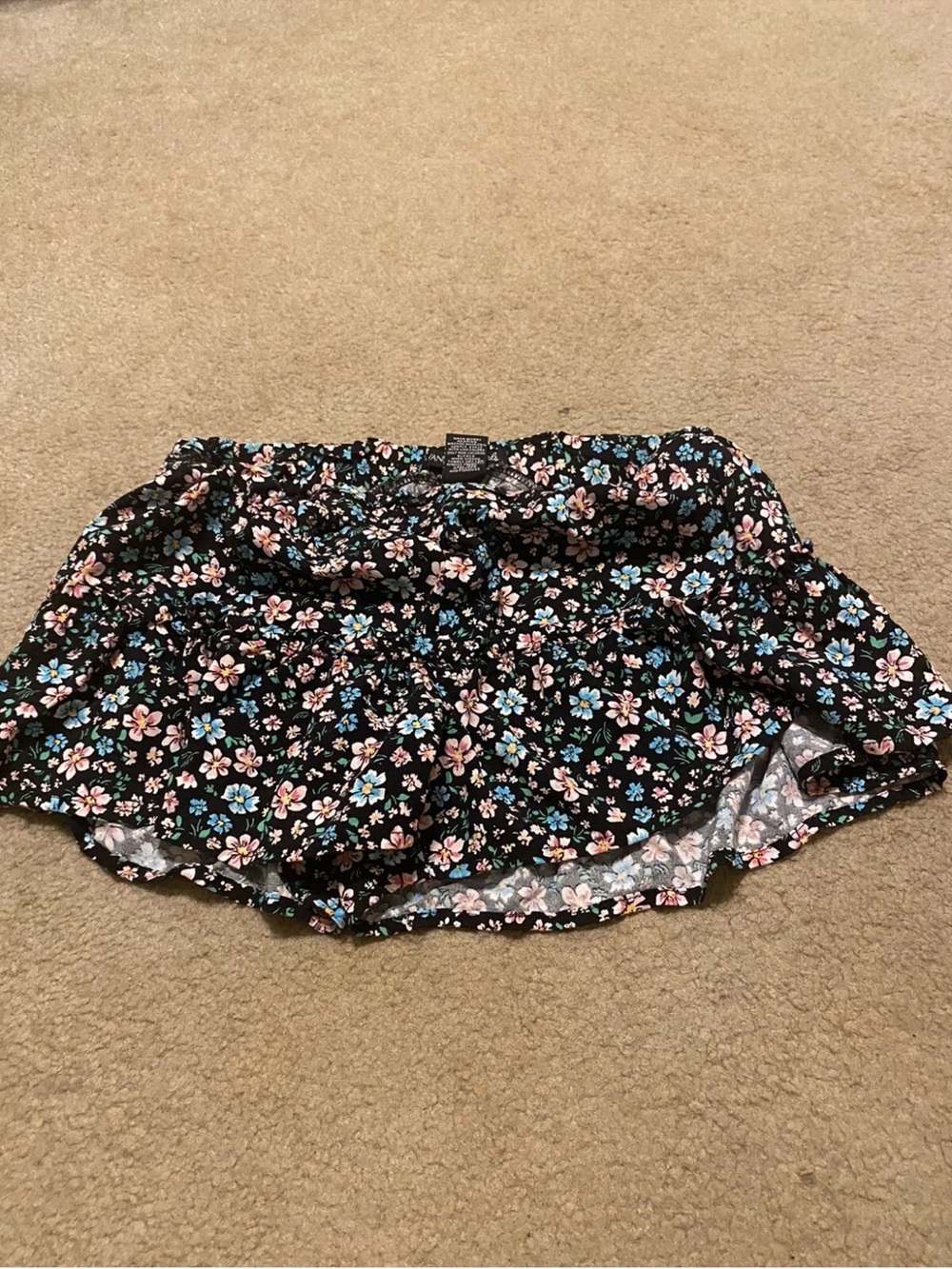 Vanilla Star Girls Black Flowered Shorts